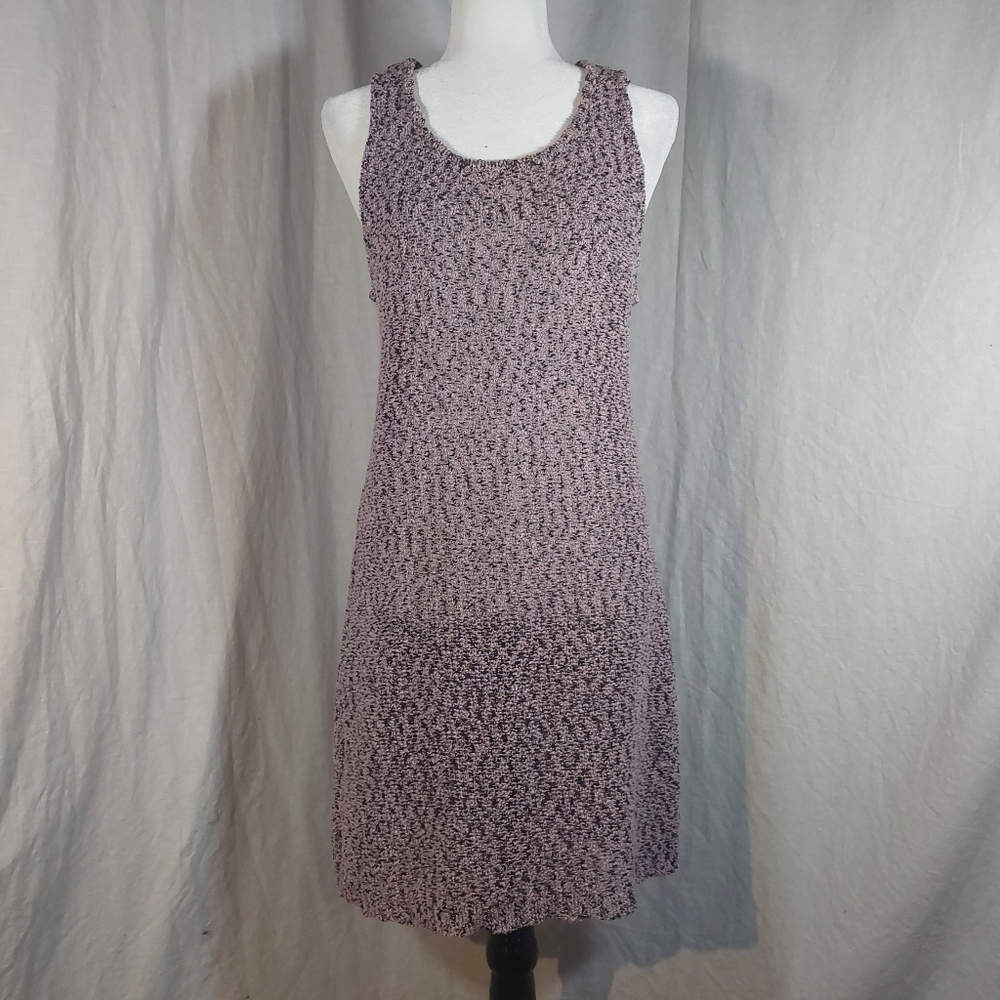 AIKO lilac & black cotton-rayon knit mini dress, sz L, EUC